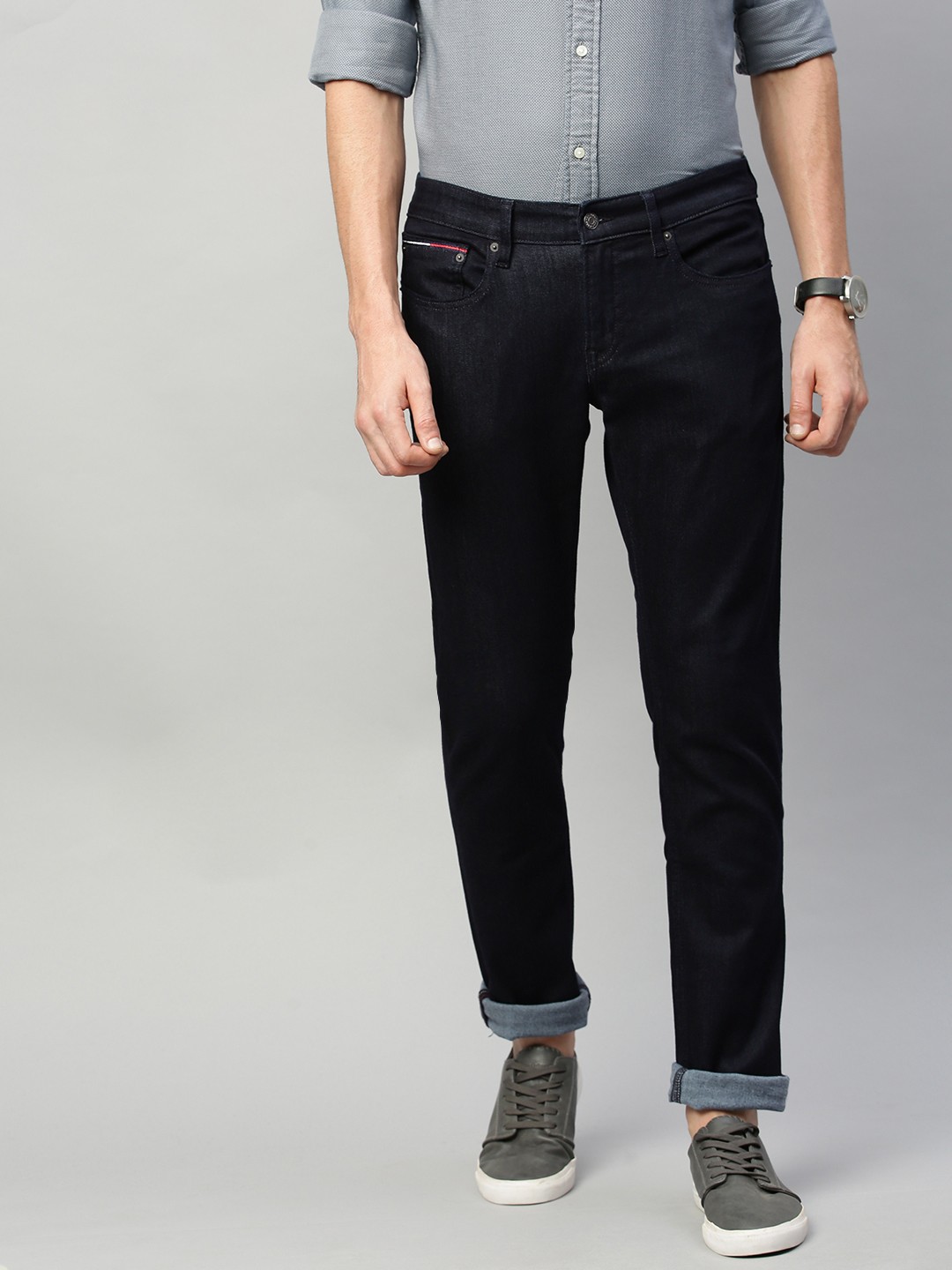 

Tommy Hilfiger Men Blue Slim Fit Mid-Rise Clean Look Stretchable Jeans