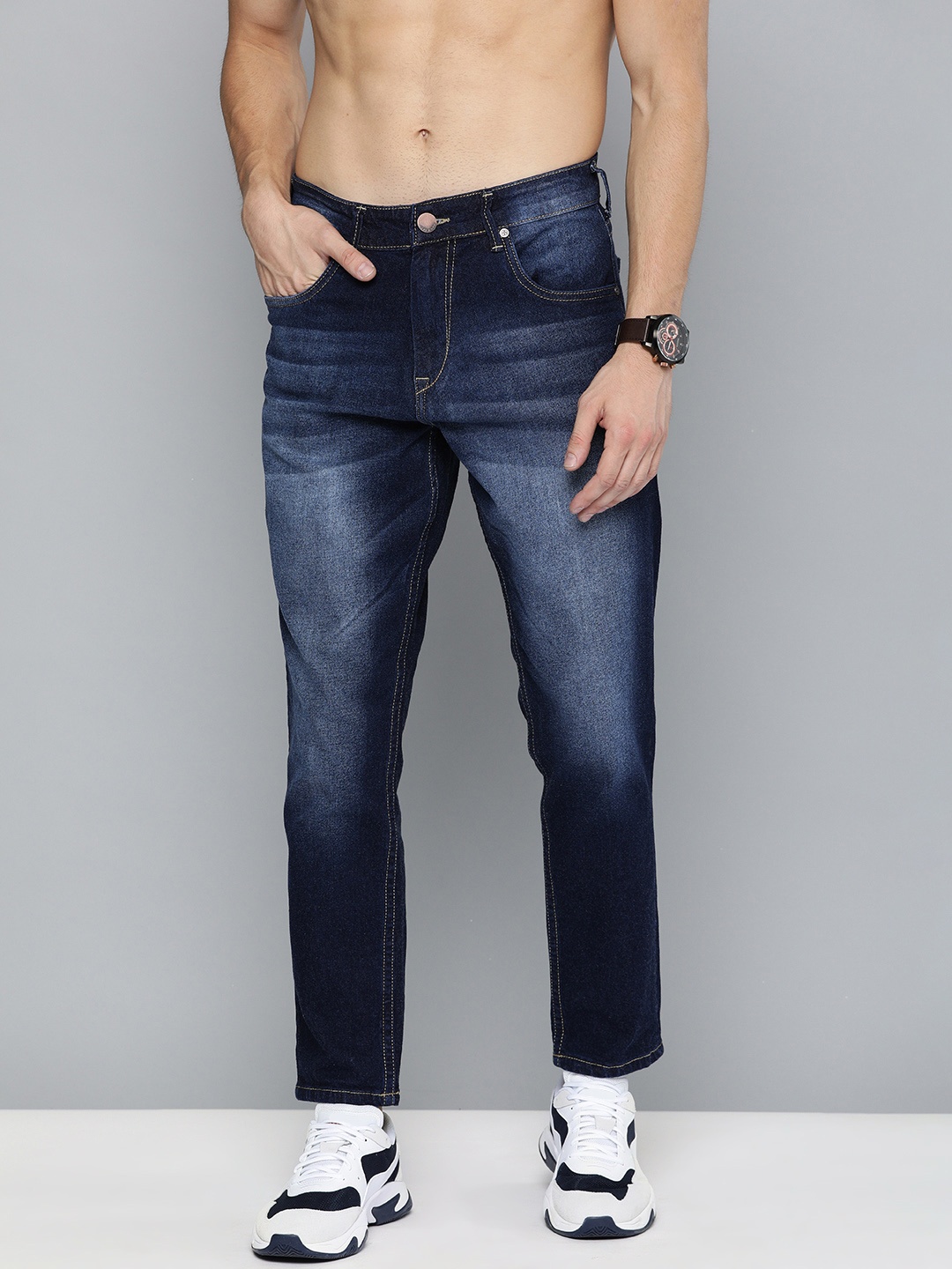 

HERE&NOW Men Blue Slim Fit Mid-Rise Clean Look Stretchable Jeans