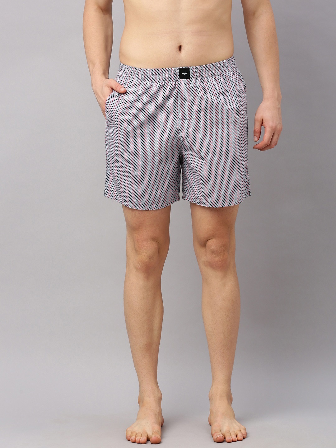 

Park Avenue Men Grey & Black Striped Pure Cotton Boxers PZUA00494-G1