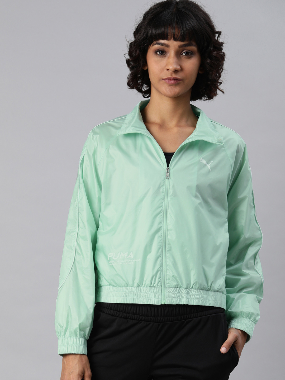 

Puma Women Sea Green Solid Water Repellent Sporty Jacket