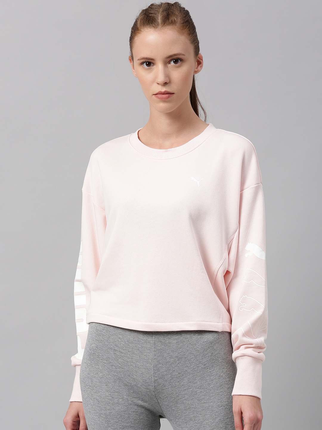 

Puma Women Pink Solid Rebel Crew Sweat TR Sweatshirt