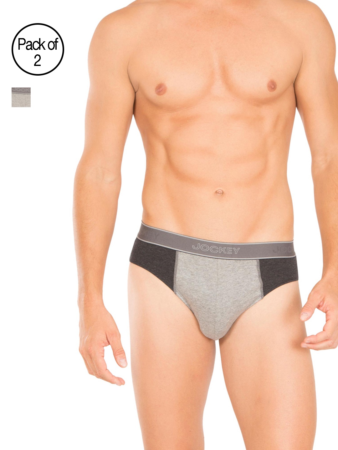 

Jockey Men Pack of 2 Grey Colourblocked Briefs 1011-0205