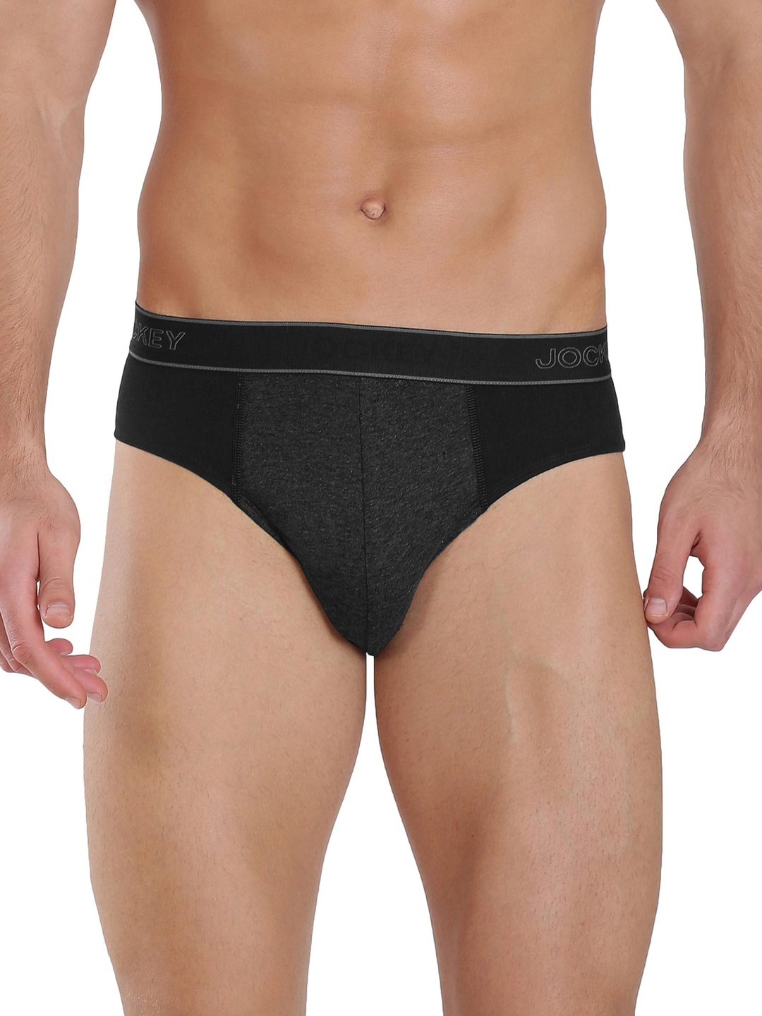 

Jockey Men Black & Charcoal Grey Colorblocked Basic Briefs 1011-0105