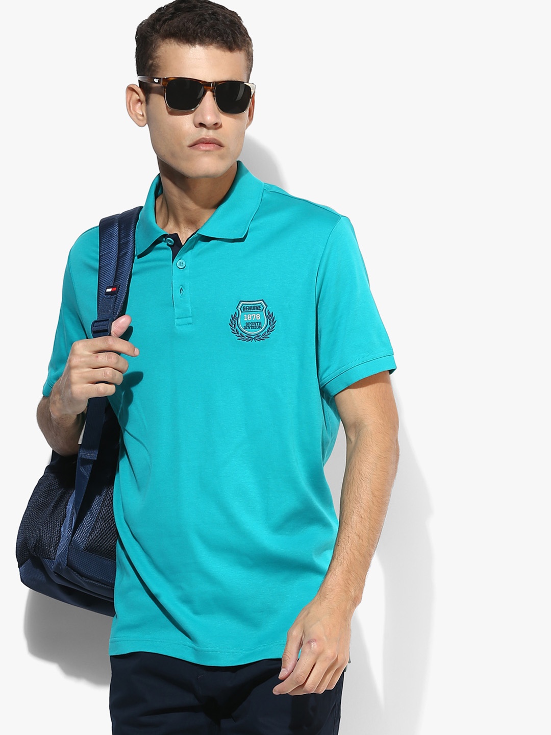 

Jockey Men Turquoise Blue Solid Regular Fit Polo T-Shirt