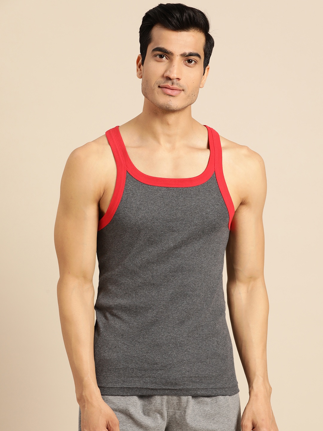 

Jockey Men Charcoal Grey Modern Fit Solid Innerwear Vest