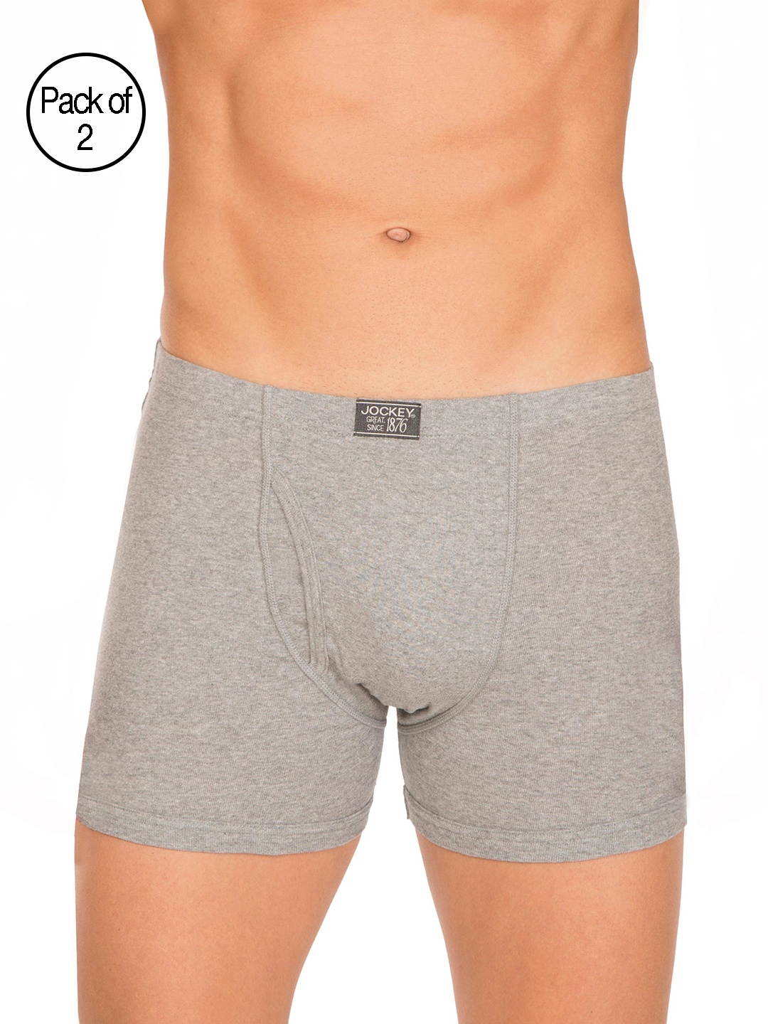 

Jockey Men Pack of 2 Grey Melange Solid Trunks 8008-0205