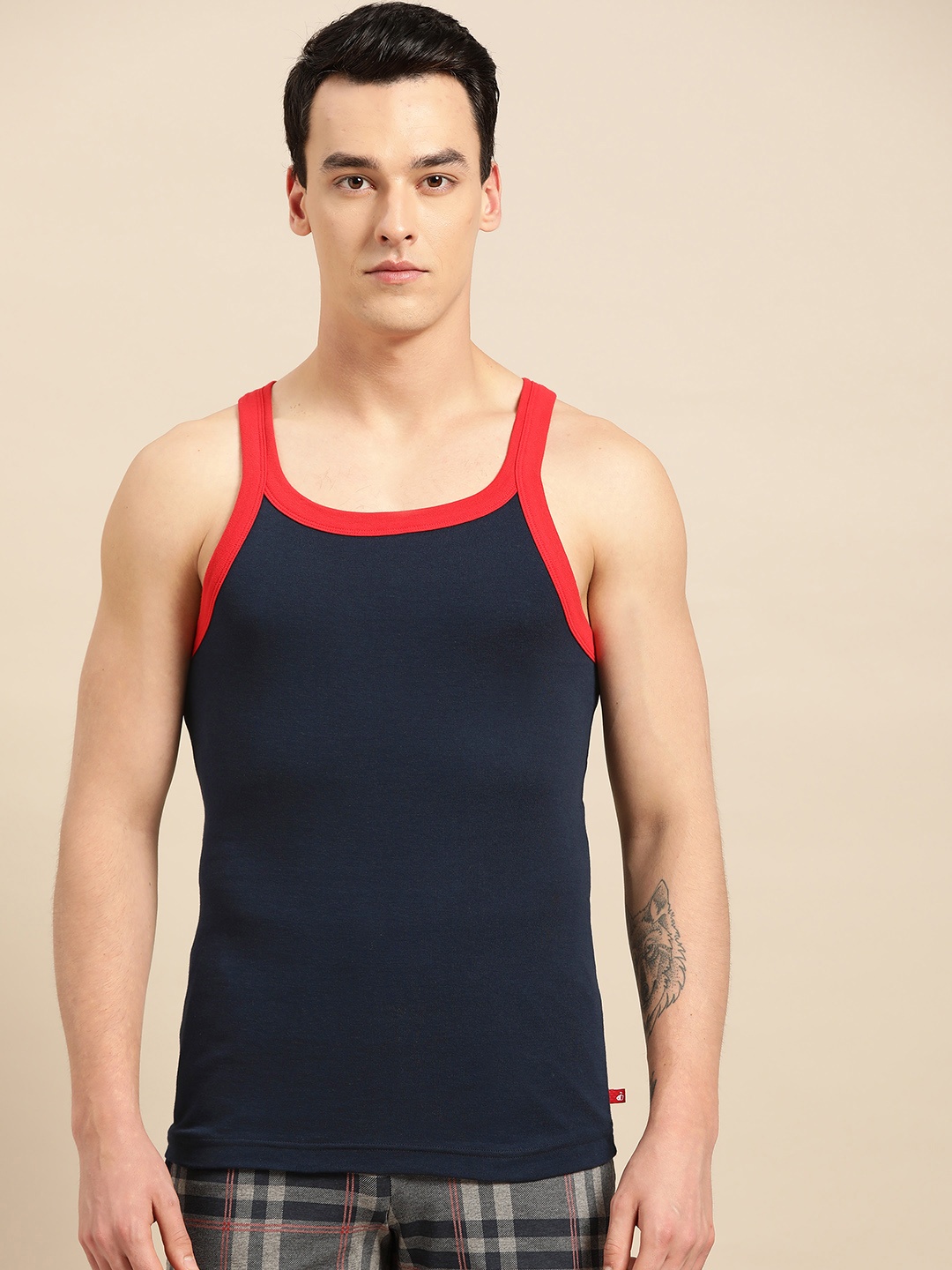 

Jockey Men Navy Blue Solid Innerwear Vest