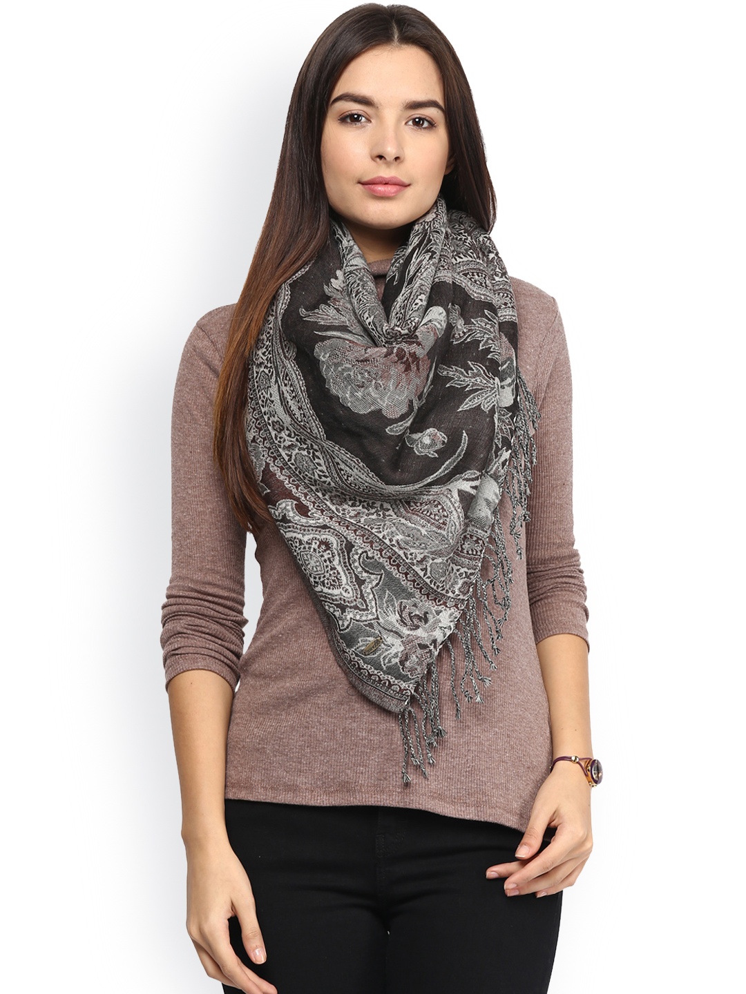 

SHINGORA Black Printed Woollen Shawl