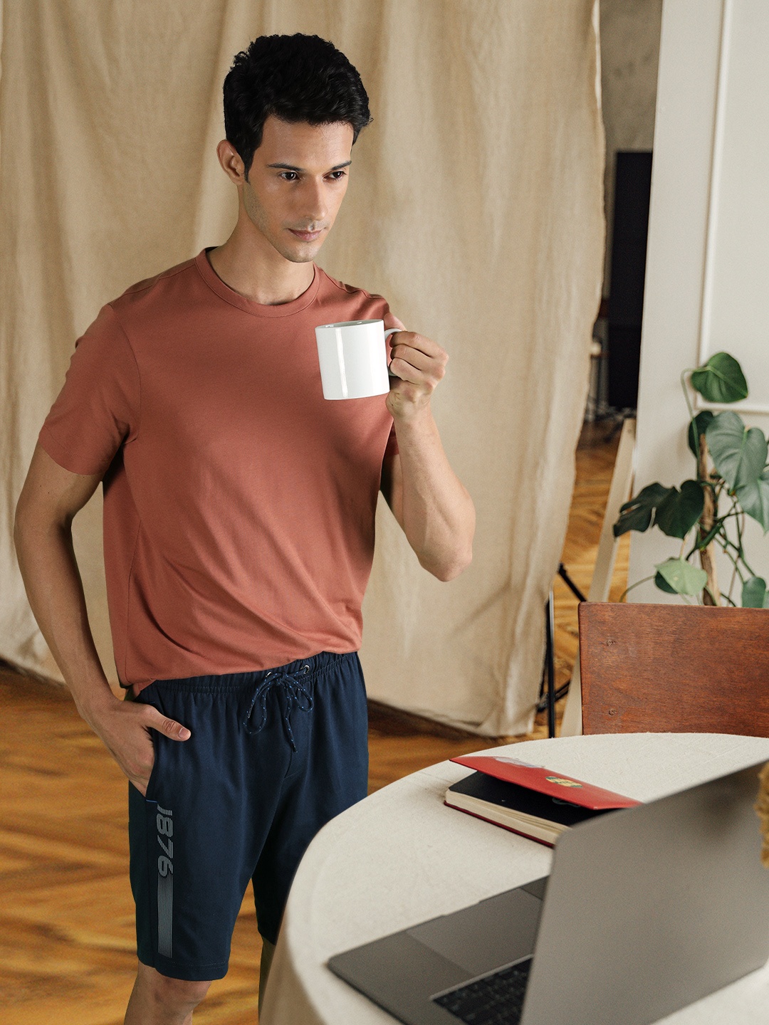 

Jockey Men Navy Blue Solid Lounge Shorts