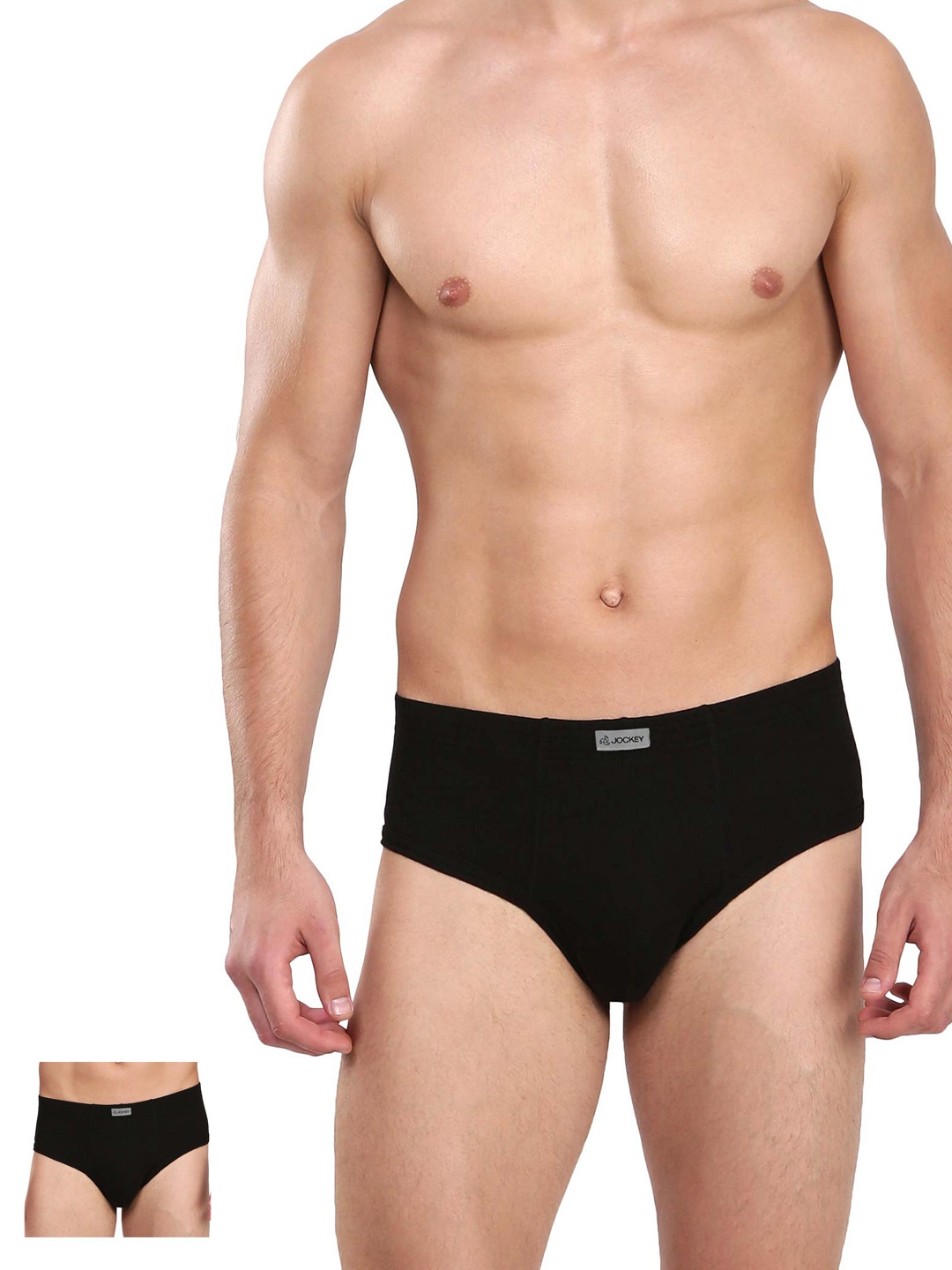 

Pack Of 2 Super Combed Cotton Rib Solid Brief with StayFresh Treatment-1009, Black
