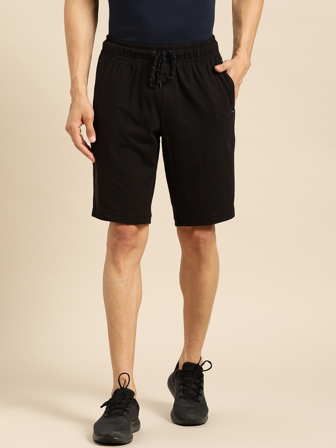 Jockey Men Black Solid Straight Fit Sport Shorts