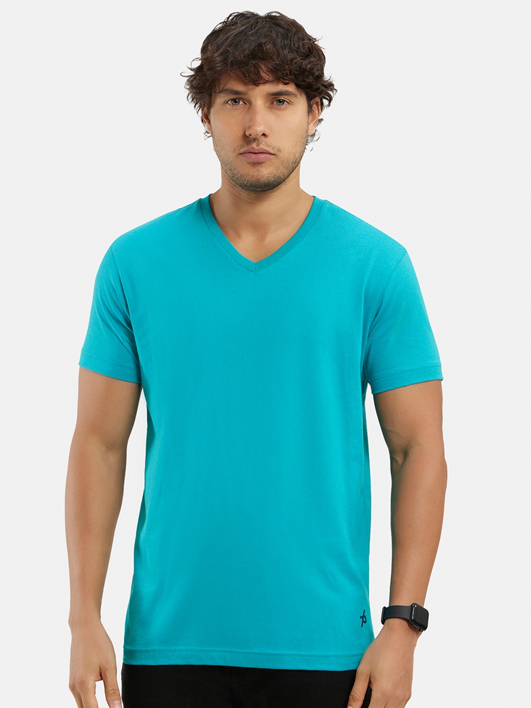 

Jockey Super Combed Cotton Rich Solid V Neck Half Sleeve Tshirt-2726, Sea green