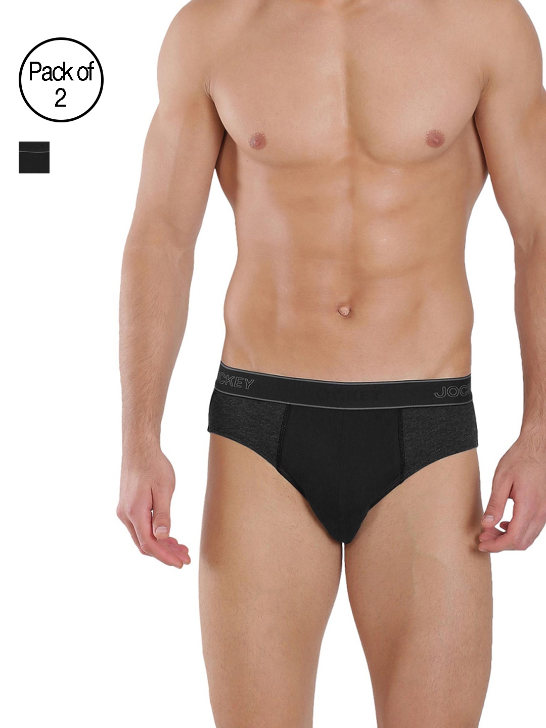 

Jockey Men Pack of 2 Charcoal Grey Solid Briefs 1011-0205