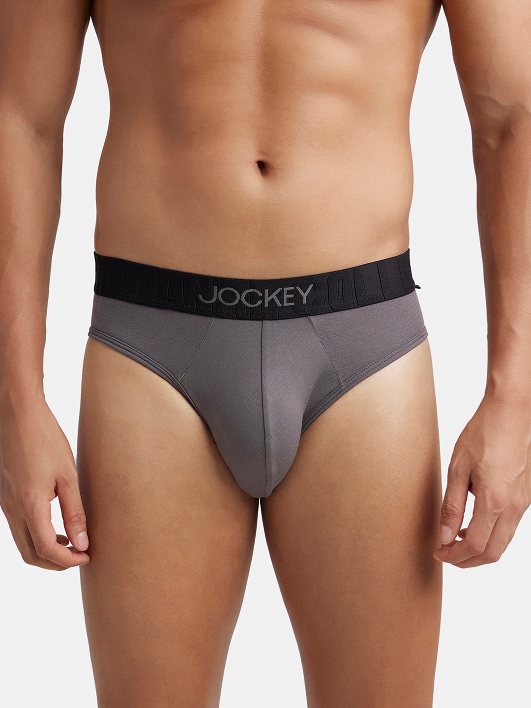 

Jockey Supima Cotton Stretch Solid Brief with Ultrasoft Waistband-IC31, Charcoal