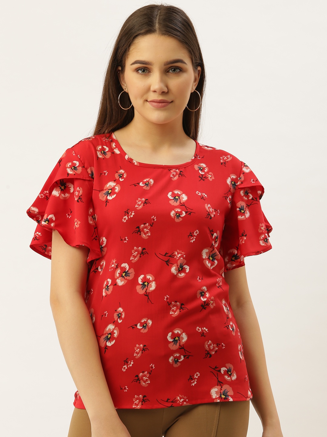 

Darzi Women Red & Black Printed Top