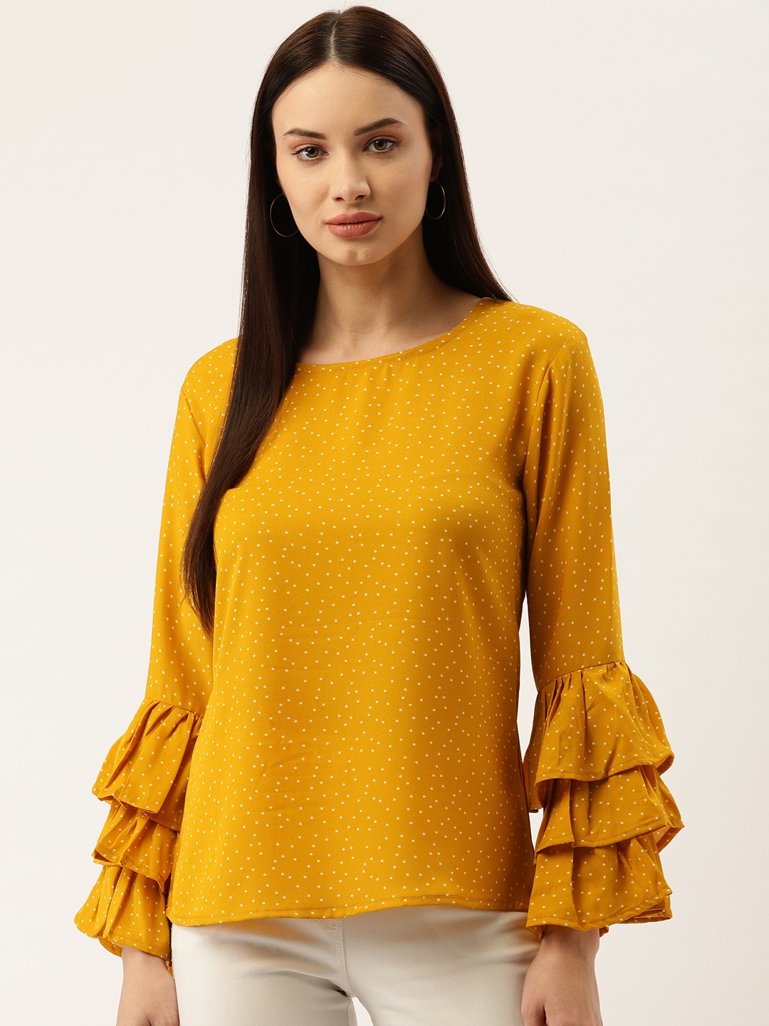 

Darzi Women Mustard Yellow & White Printed Top