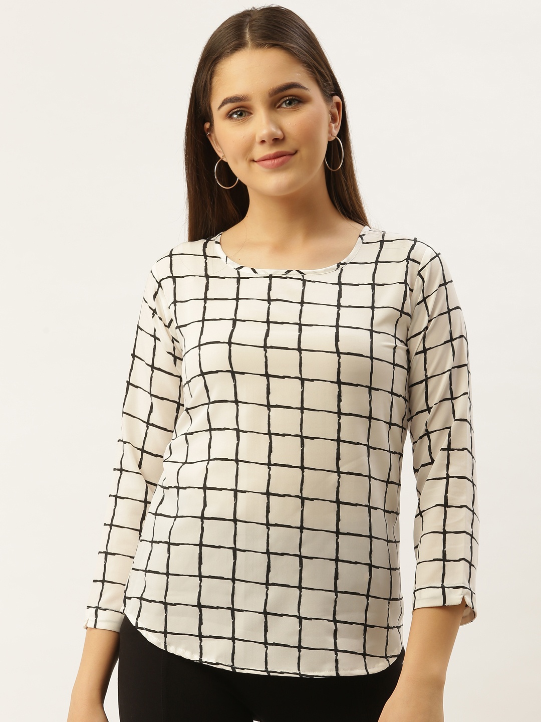 

Darzi Women White & Black Checked Top