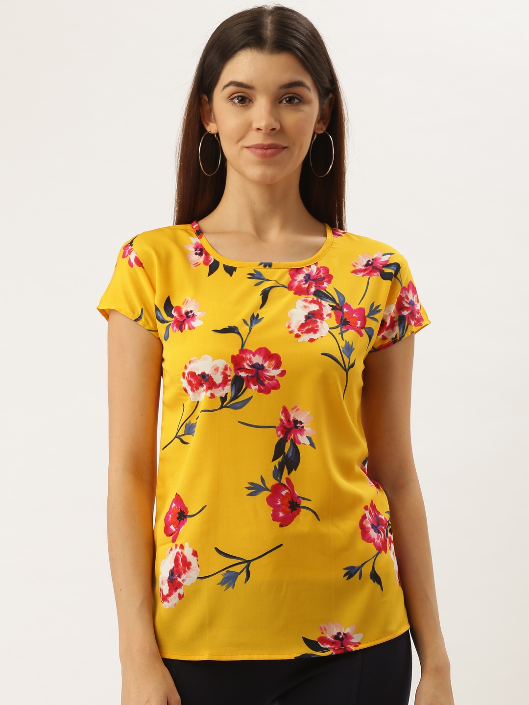 

Darzi Women Yellow & Pink Printed Regular Top