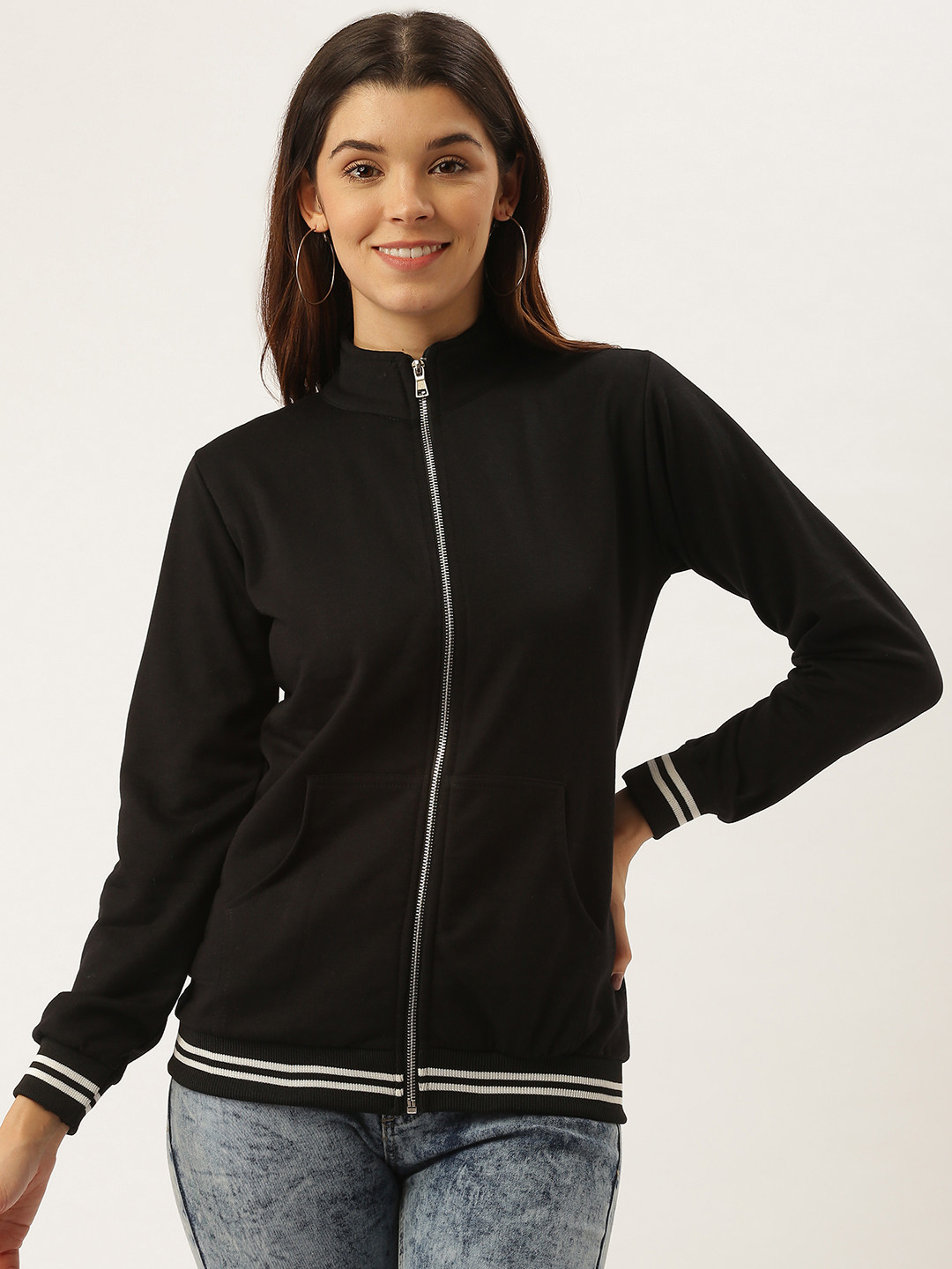 

Darzi Women Black Solid Sweatshirt
