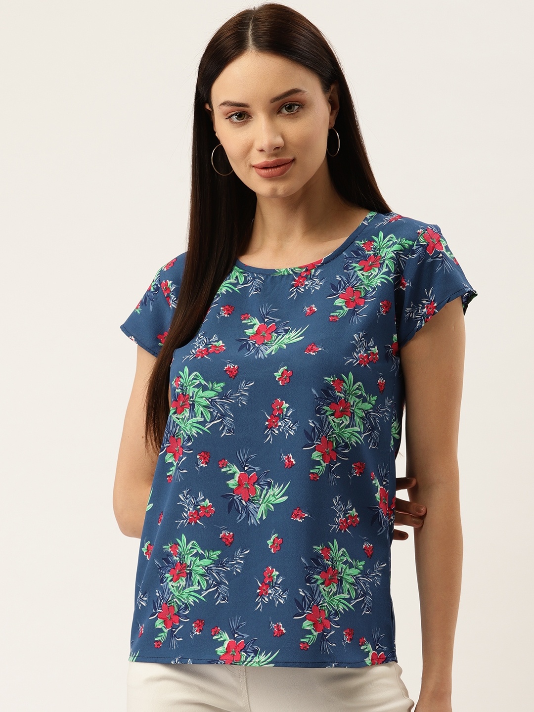 

DARZI Women Blue & Pink Printed Top