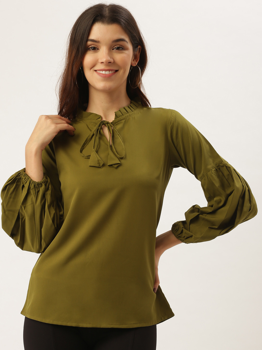 

Darzi Women Olive Green Solid Top
