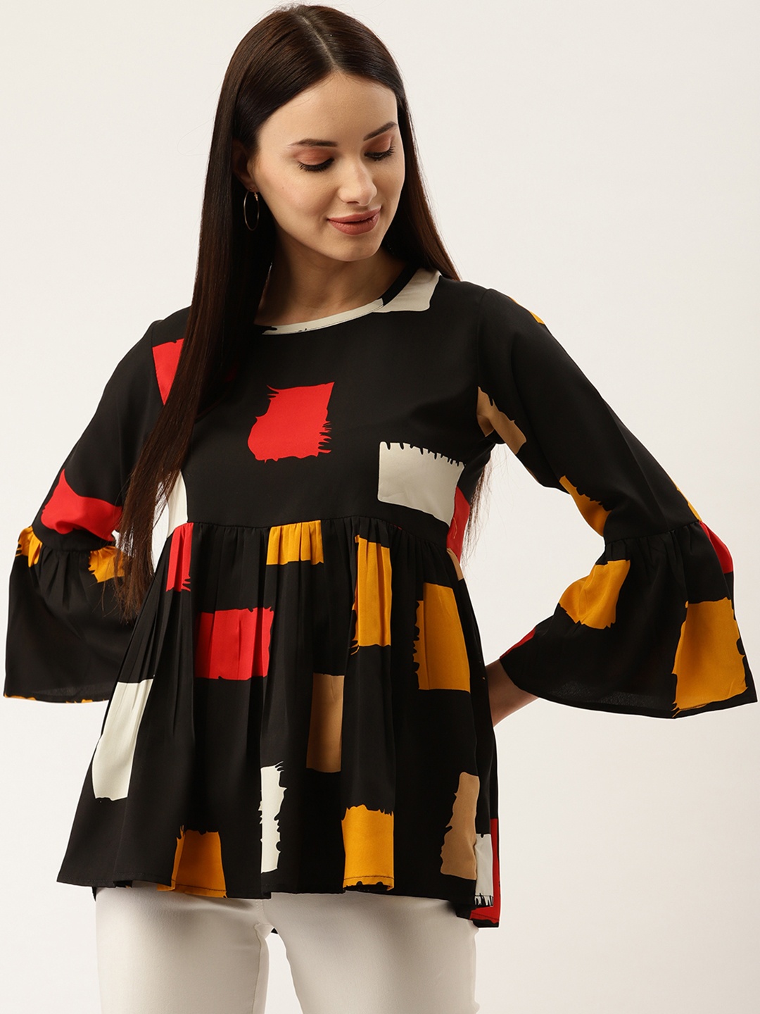 

Darzi Women Black & Red Printed Empire Top