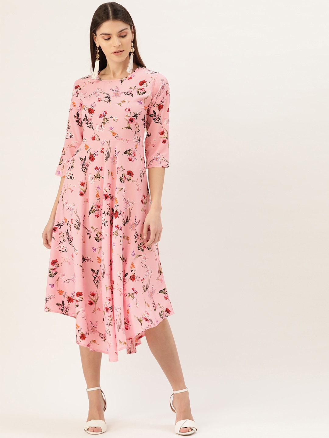 

Darzi Women Pink & Red Printed A-Line Dress