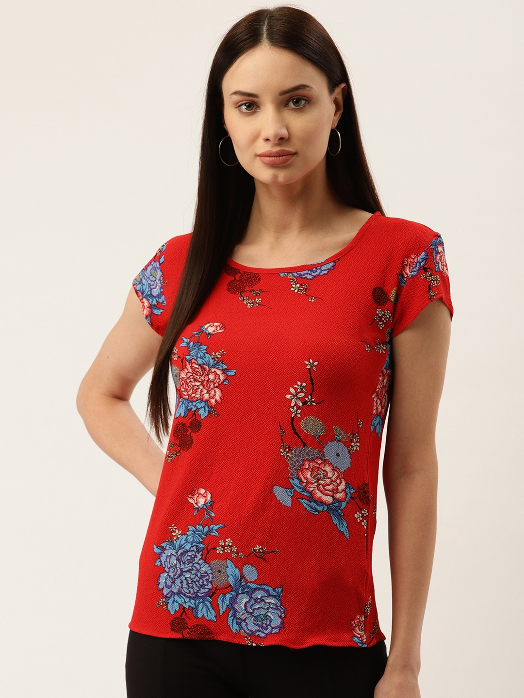 

Darzi Women Red & Blue Printed Top