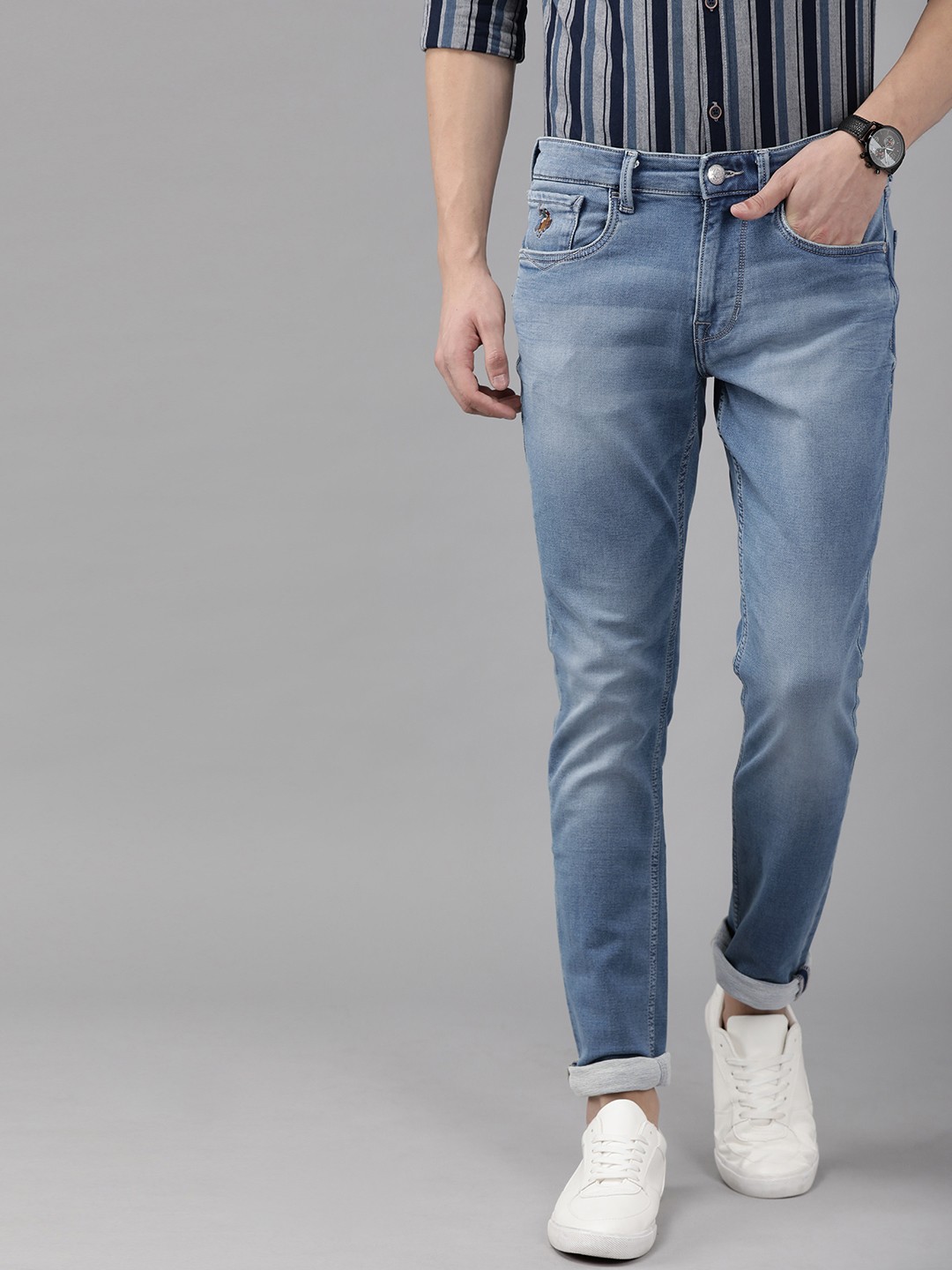 

U.S. Polo Assn. Denim Co. Men Blue Brandon Slim Tapered Fit Mid-Rise Clean Look Jeans