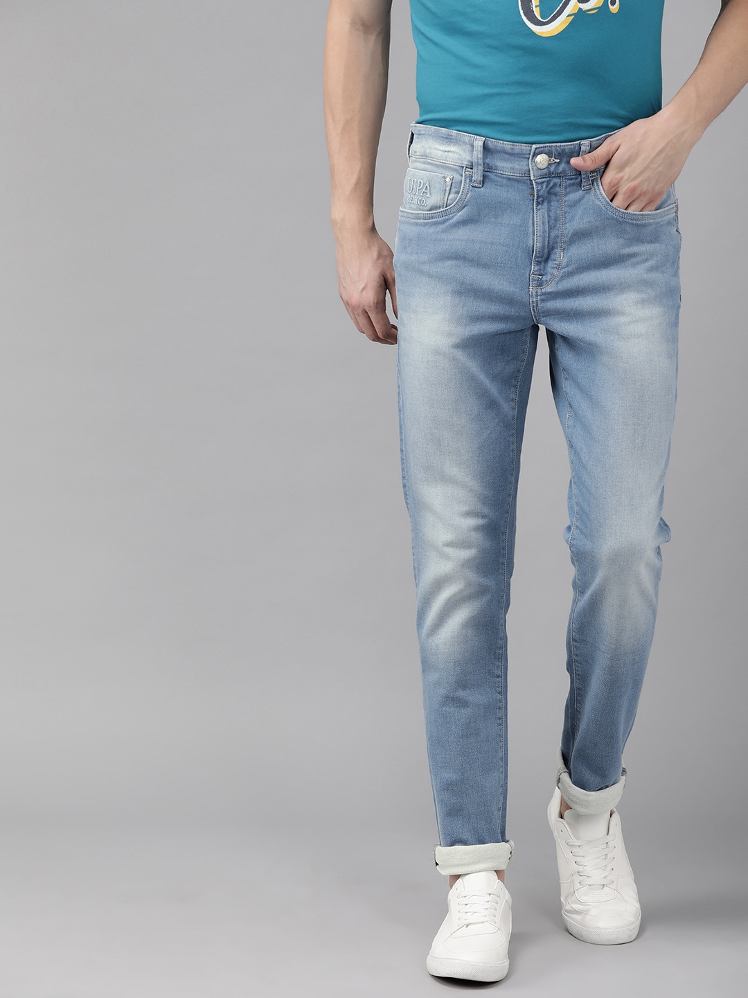 

U.S. Polo Assn. Denim Co. Men Blue Delta Slim Fit Mid-Rise Clean Look Stretchable Jeans