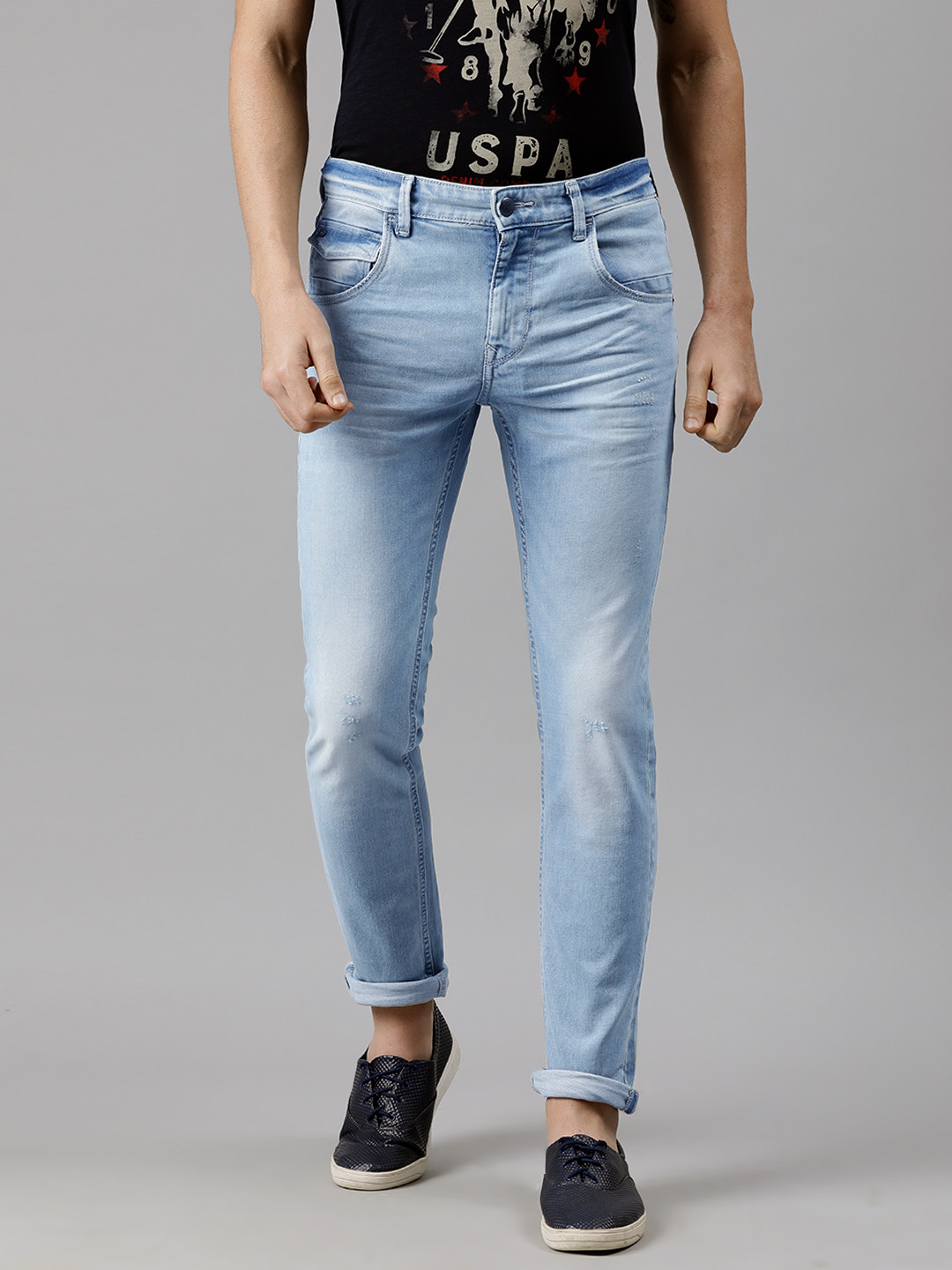 

U.S. Polo Assn. Denim Co. Men Blue Regallo Skinny Fit Low Distress Responsible Jeans