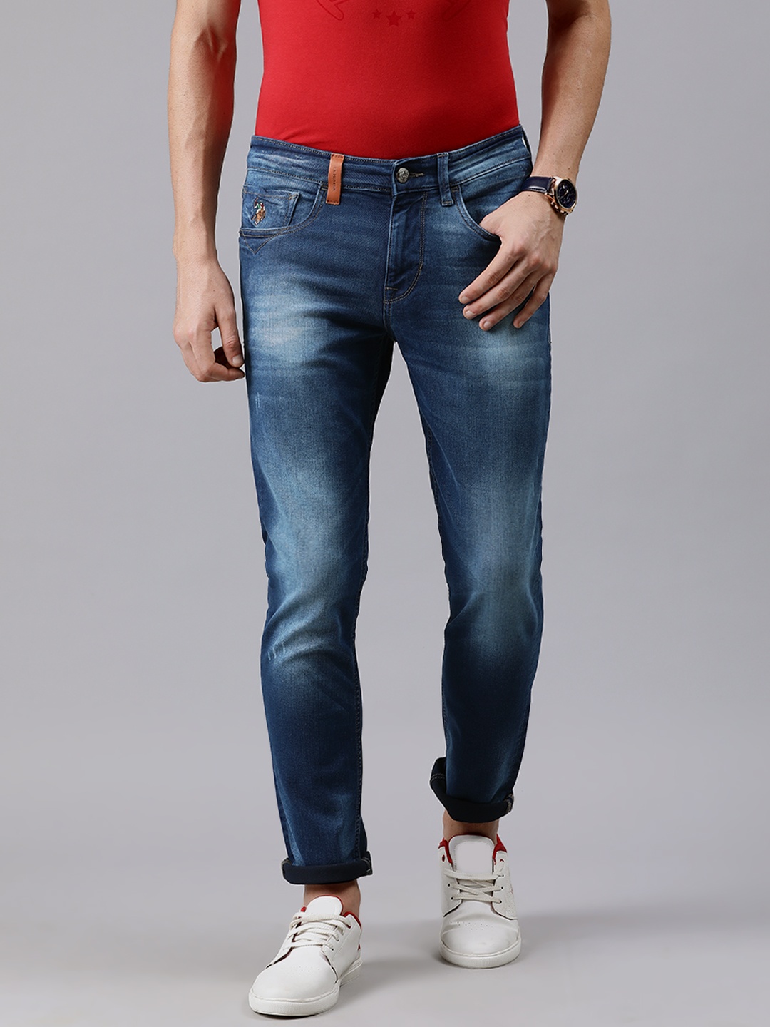 

U.S. Polo Assn. Denim Co. Men Blue Brandon Slim Tapered Fit Mid-Rise Responsible Jeans
