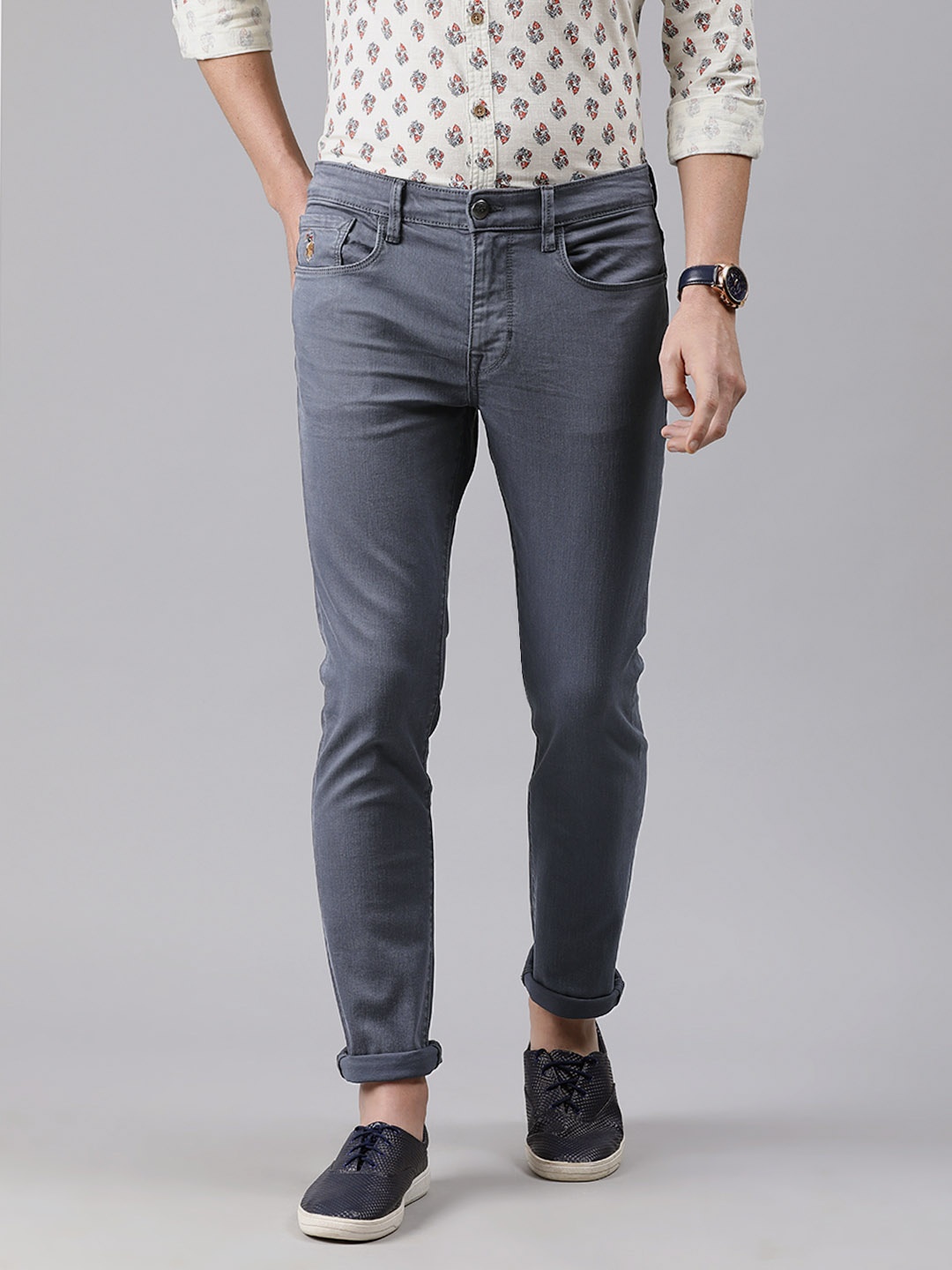 

U.S. Polo Assn. Denim Co. Men Grey Brandon Slim Tapered Fit Clean Look Stretchable Jeans