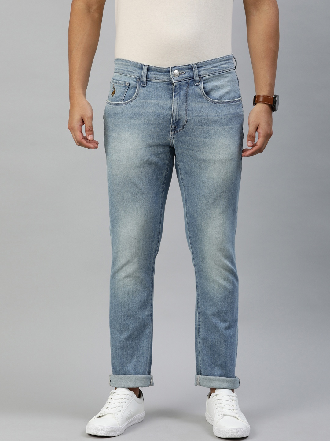 

U.S. Polo Assn. Denim Co. Men Blue Slim Fit Mid-Rise Clean Look Stretchable Jeans