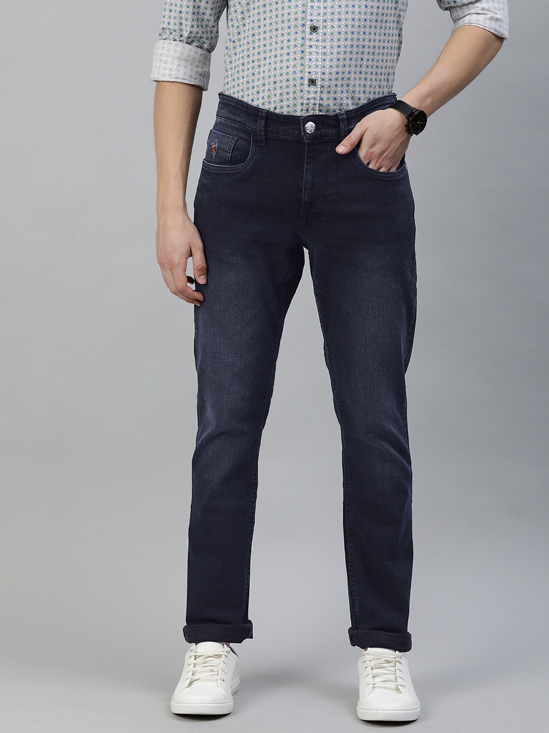 

U.S. Polo Assn. Denim Co. Men Blue Slim Fit Mid-Rise Clean Look Stretchable Jeans