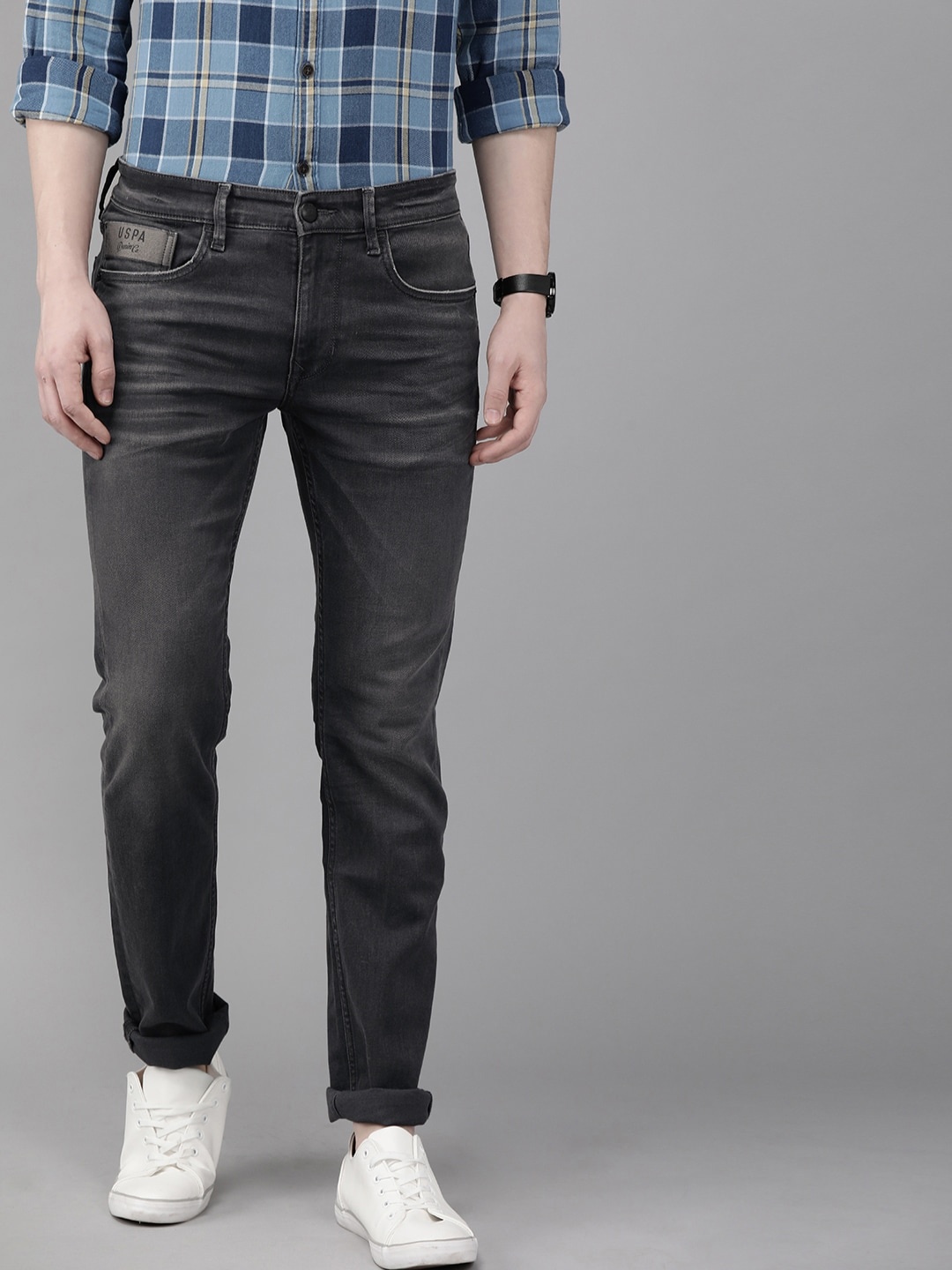 

U.S. Polo Assn. Denim Co. Men Grey Regallo Skinny Fit Mid-Rise Clean Look Sustainable Jeans