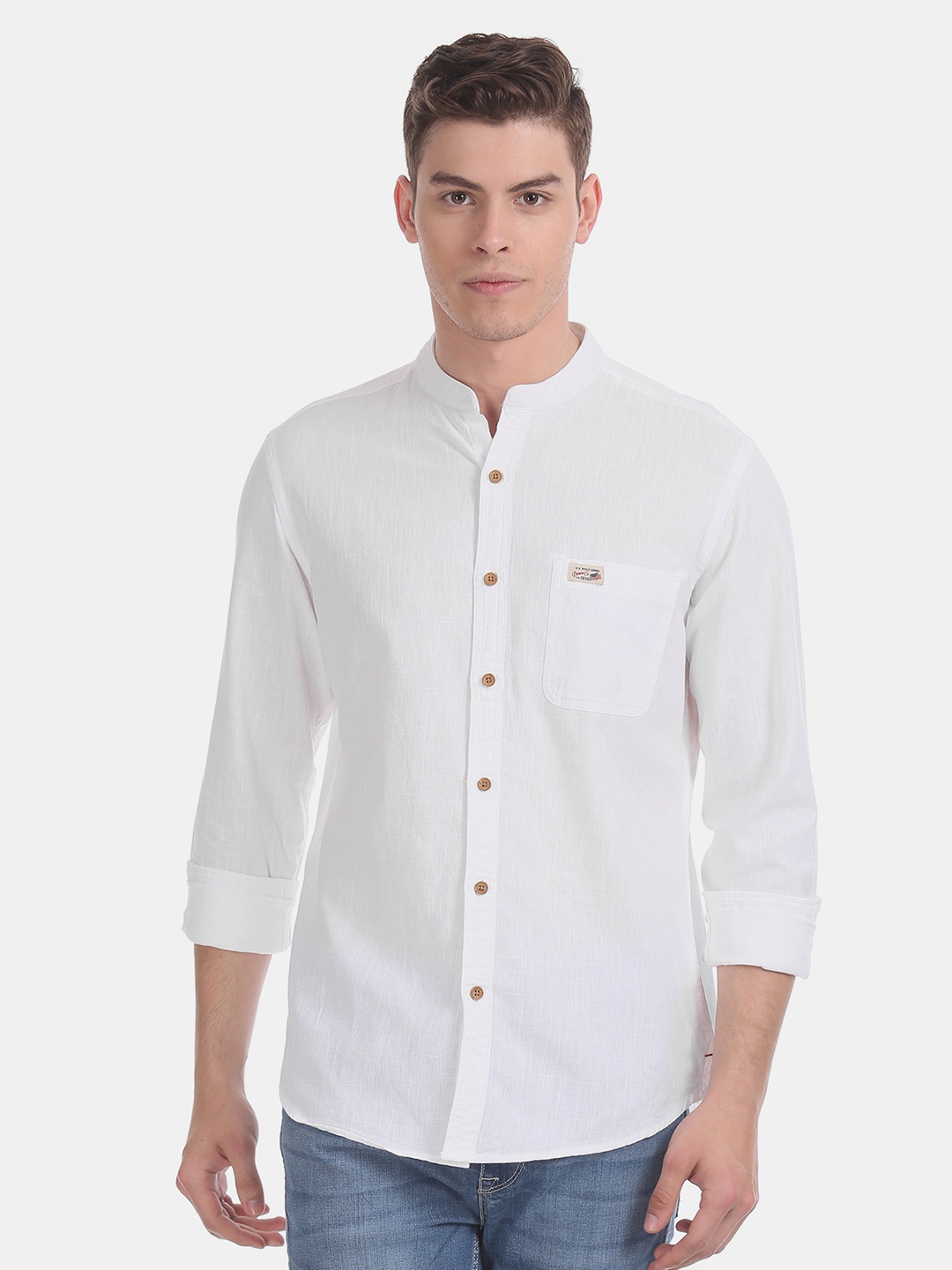 

U.S. Polo Assn. Denim Co. Men White Slim Fit Solid Casual Shirt