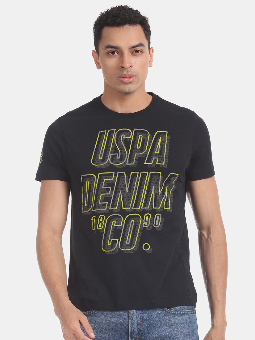

U.S. Polo Assn. Denim Co. Men Black Printed Round Neck T-shirt
