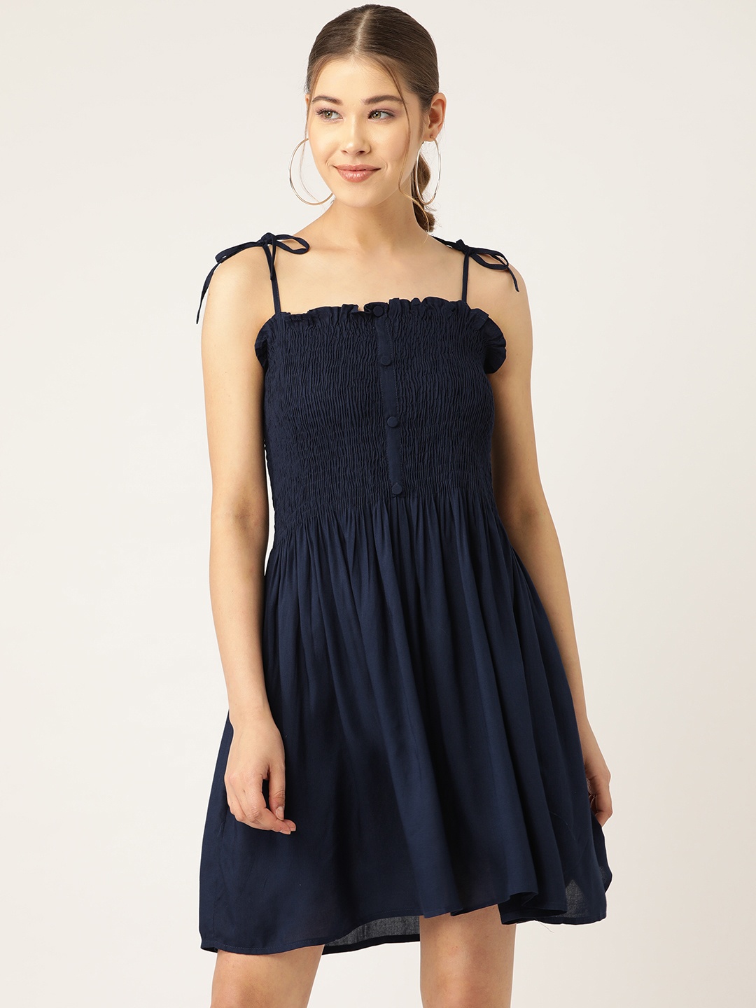 

Trend Arrest Women Navy Blue Solid A-Line Dress