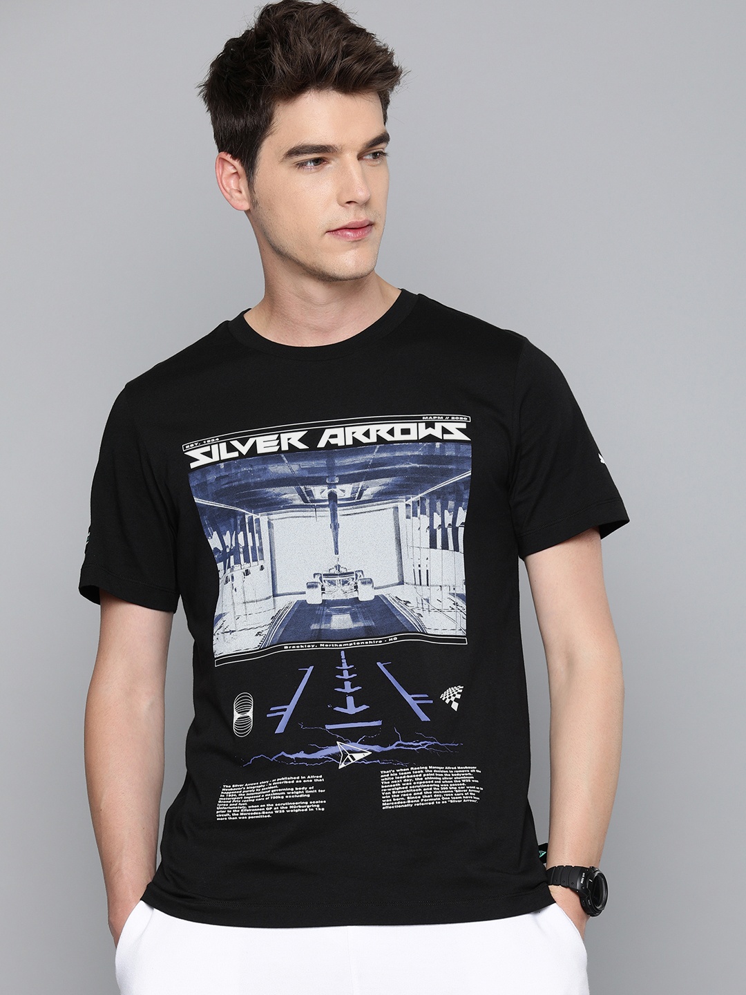 

PUMA Motorsport Men Black Printed Round Neck Pure Cotton Motorsport T-shirt