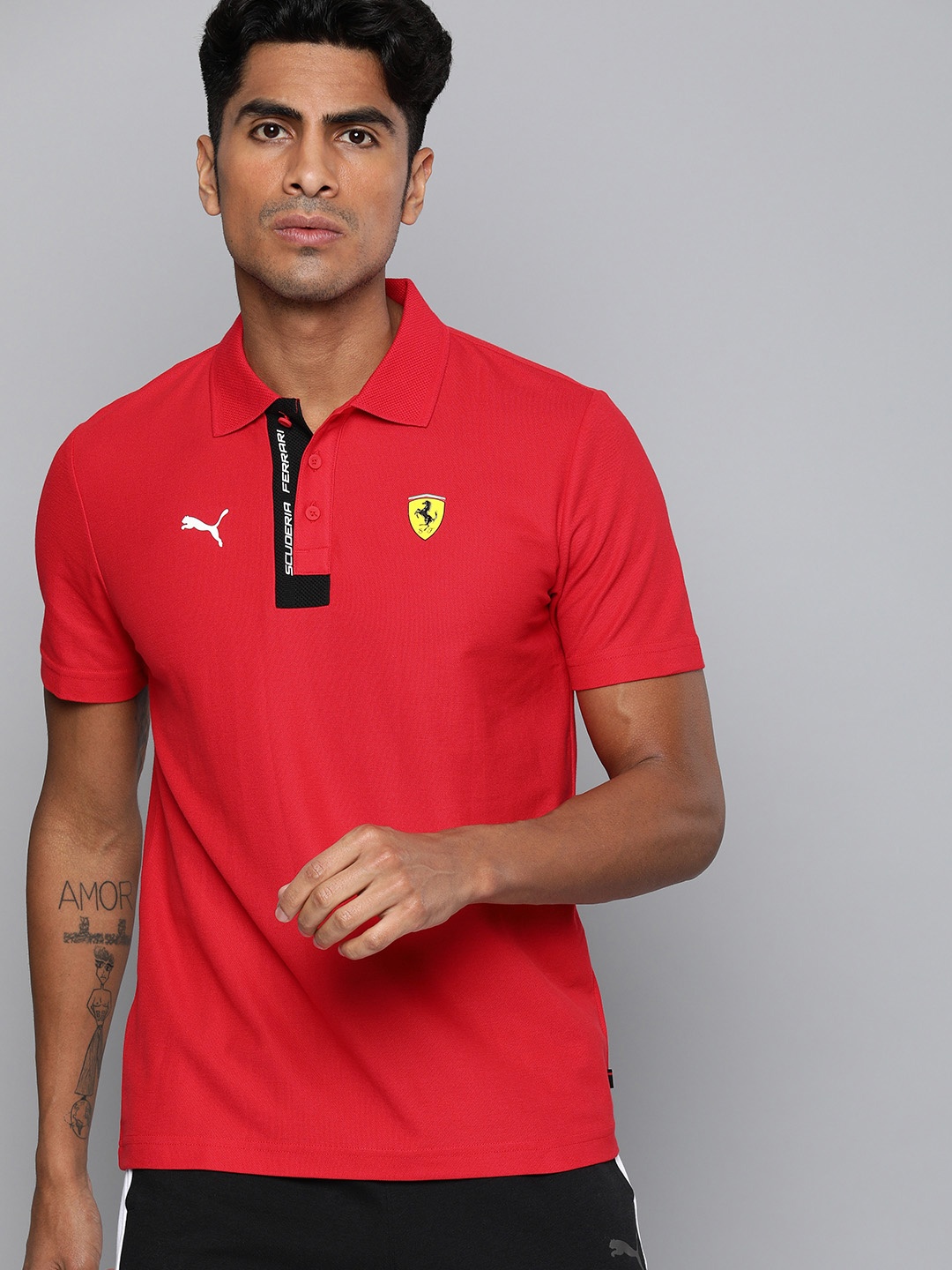 

PUMA Motorsport Men Red SF Solid Polo Collar T-shirt