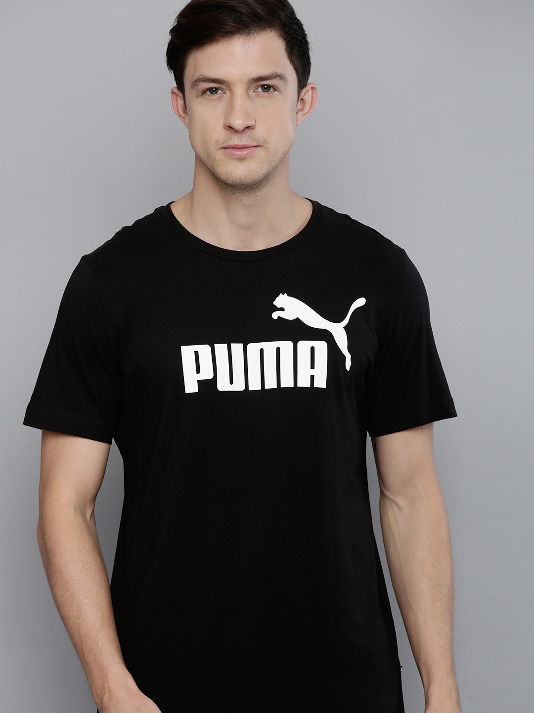 

Puma Men Black & White Printed Essentials Short Sleeve T-shirt