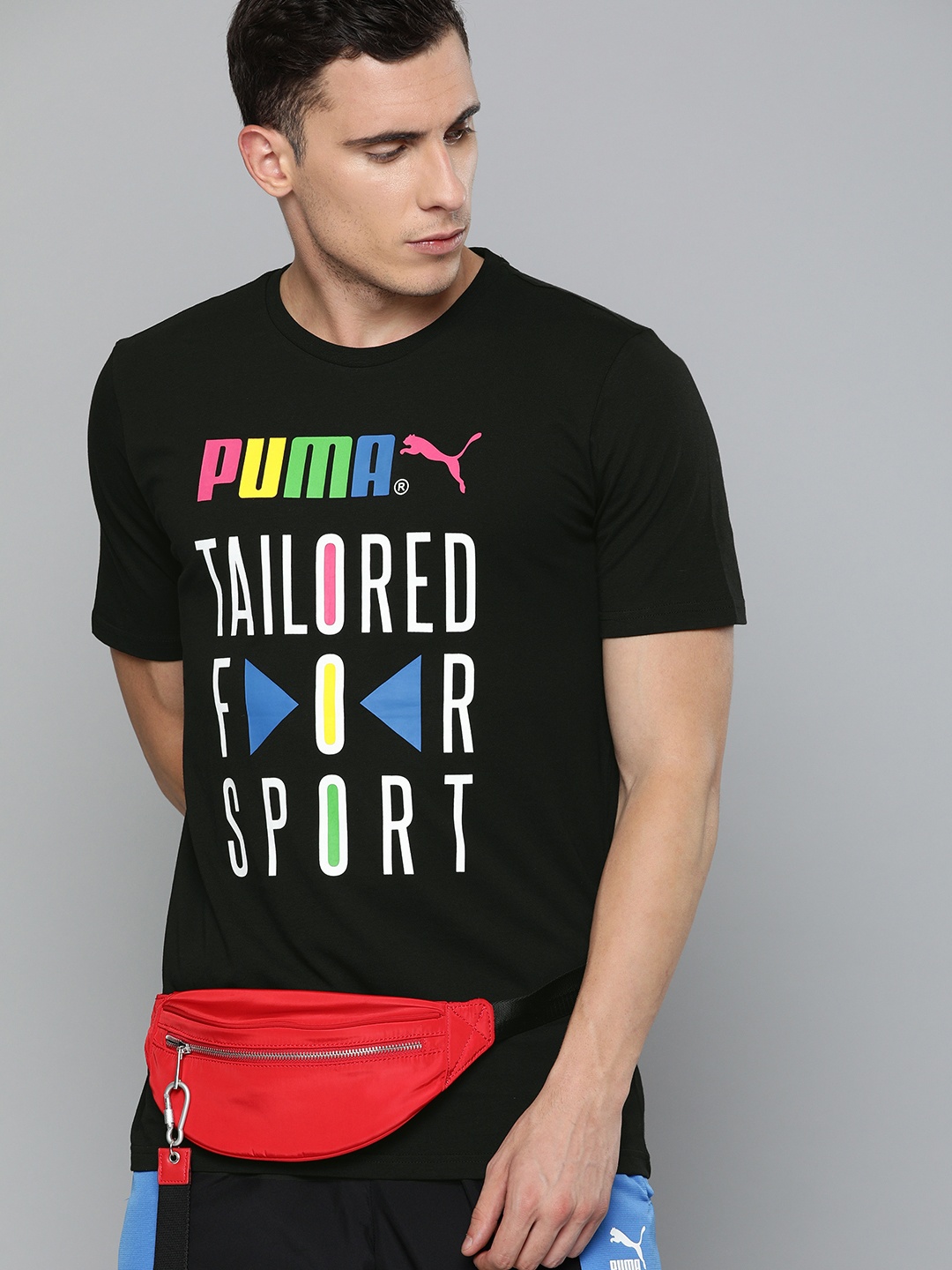 

Puma Men Black Printed Graphic Round Neck Pure Cotton T-shirt