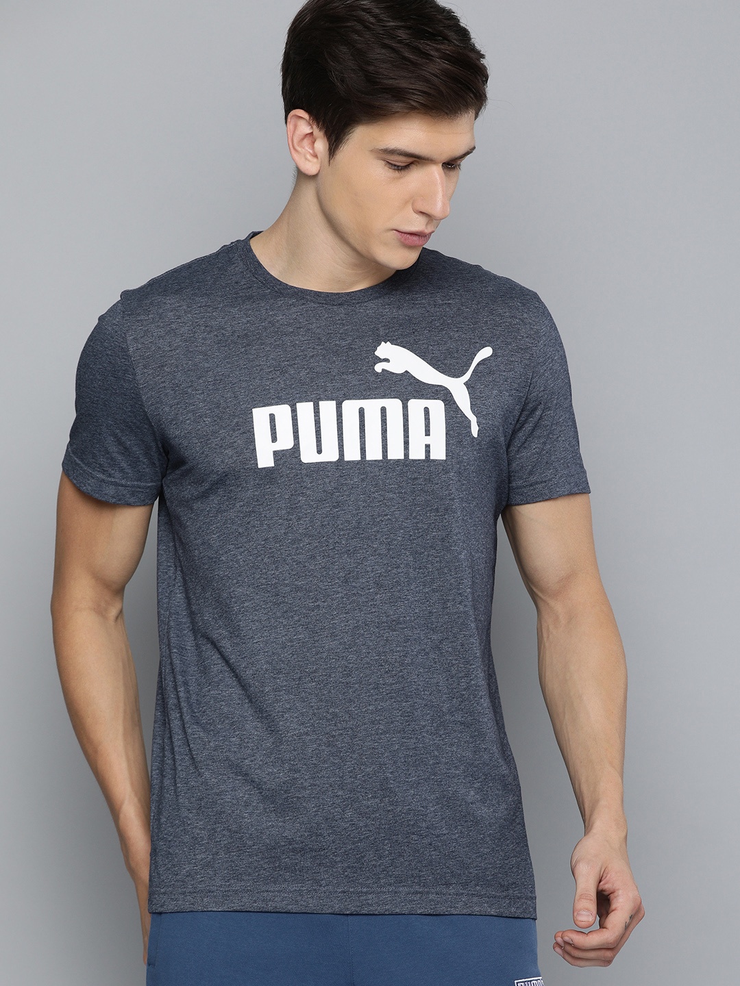 

Puma Men Navy Blue Essentials+ Printed Round Neck T-shirt