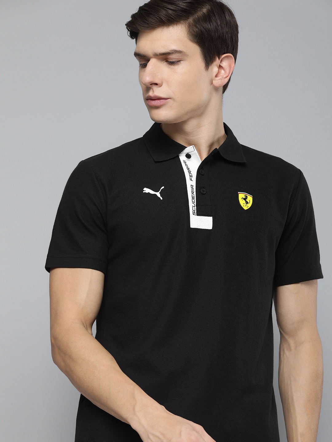 

PUMA Motorsport Men Black Solid SF Polo Collar T-shirt