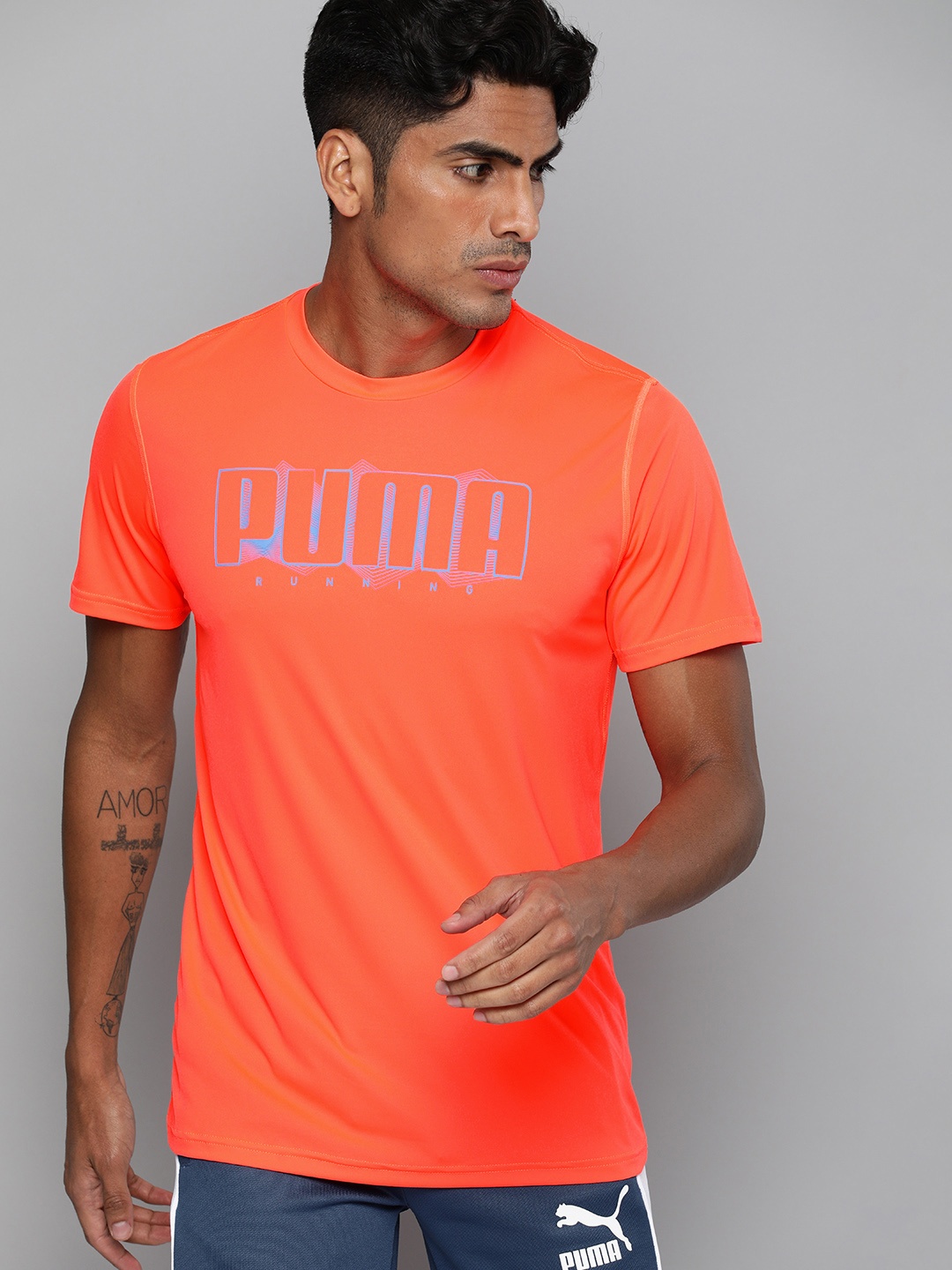 

Puma Men Orange Printed Round Neck DryCell Last Lap Slogan Running T-shirt