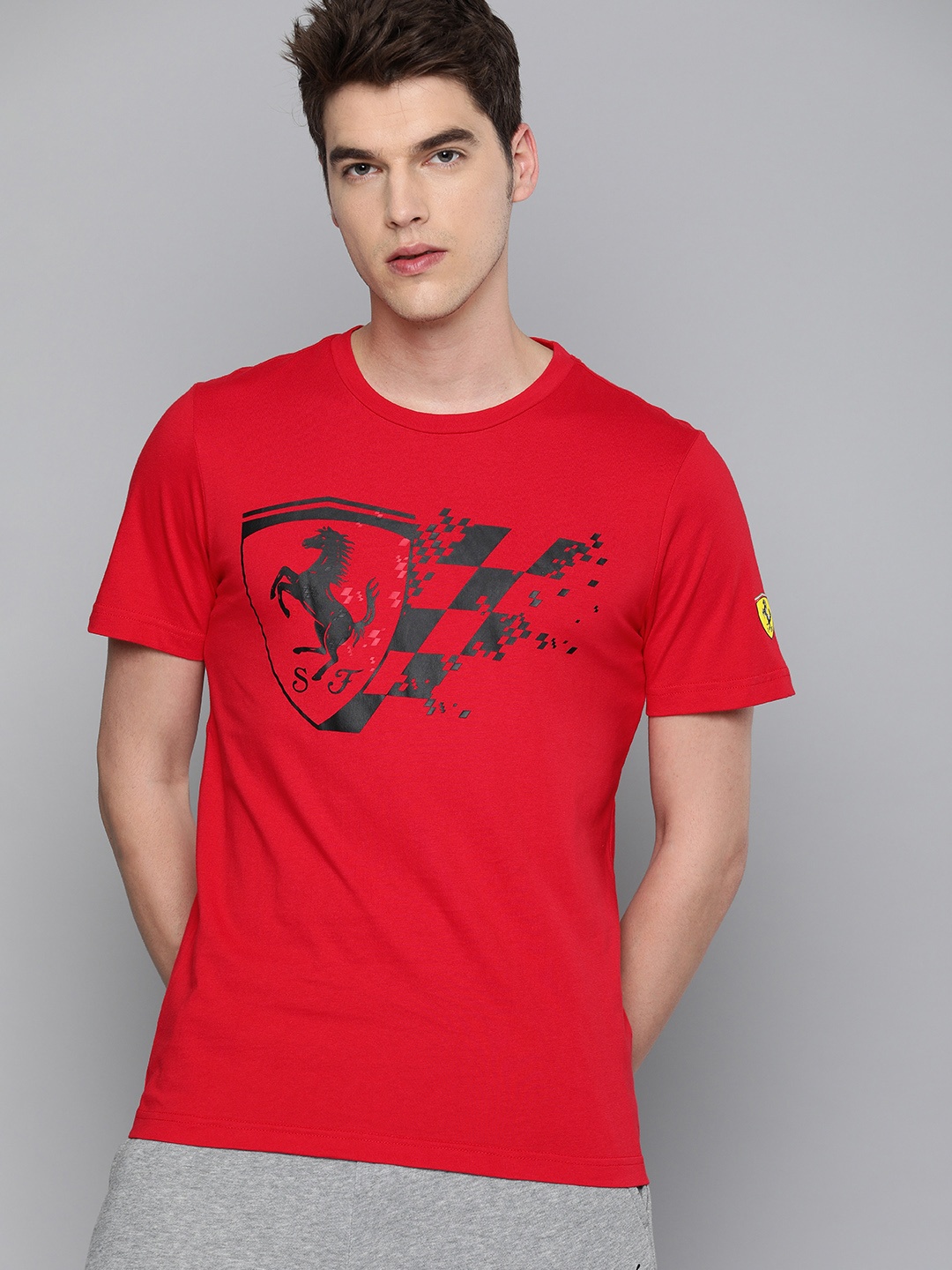 

PUMA Motorsport Men Red Printed Round Neck Pure Cotton T-shirt
