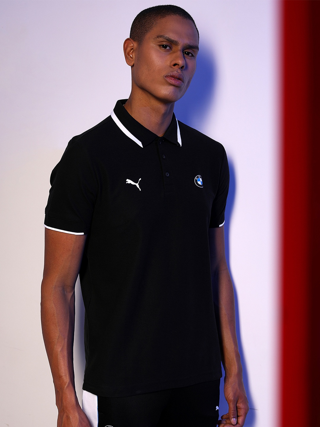 

PUMA Motorsport BMW MMS Polo Collar Regular Fit T-shirt With Printed Detailing, Black