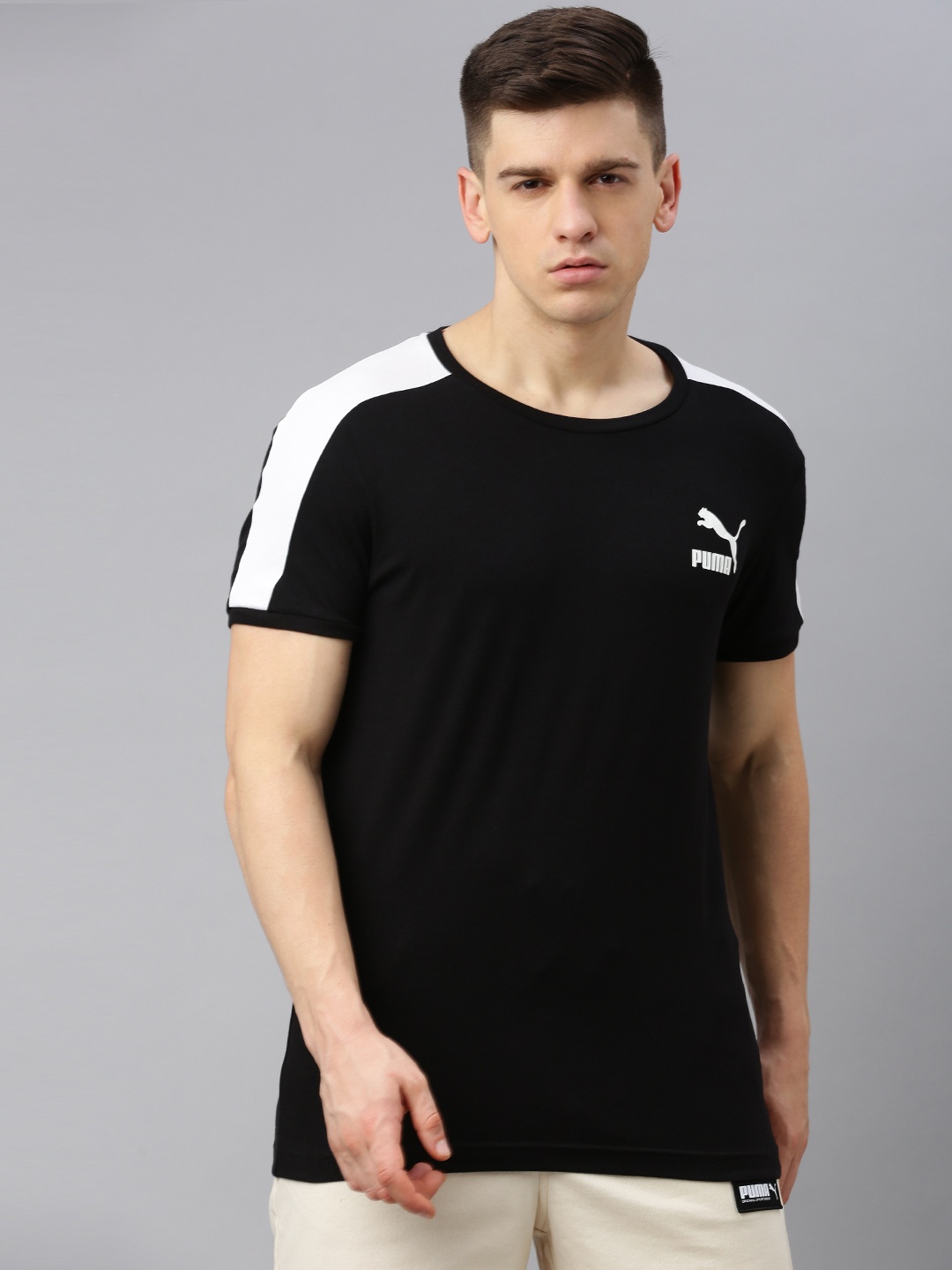 

Puma Men Black Slim Fit Solid Iconic T7 dryCELL Round Neck T-shirt