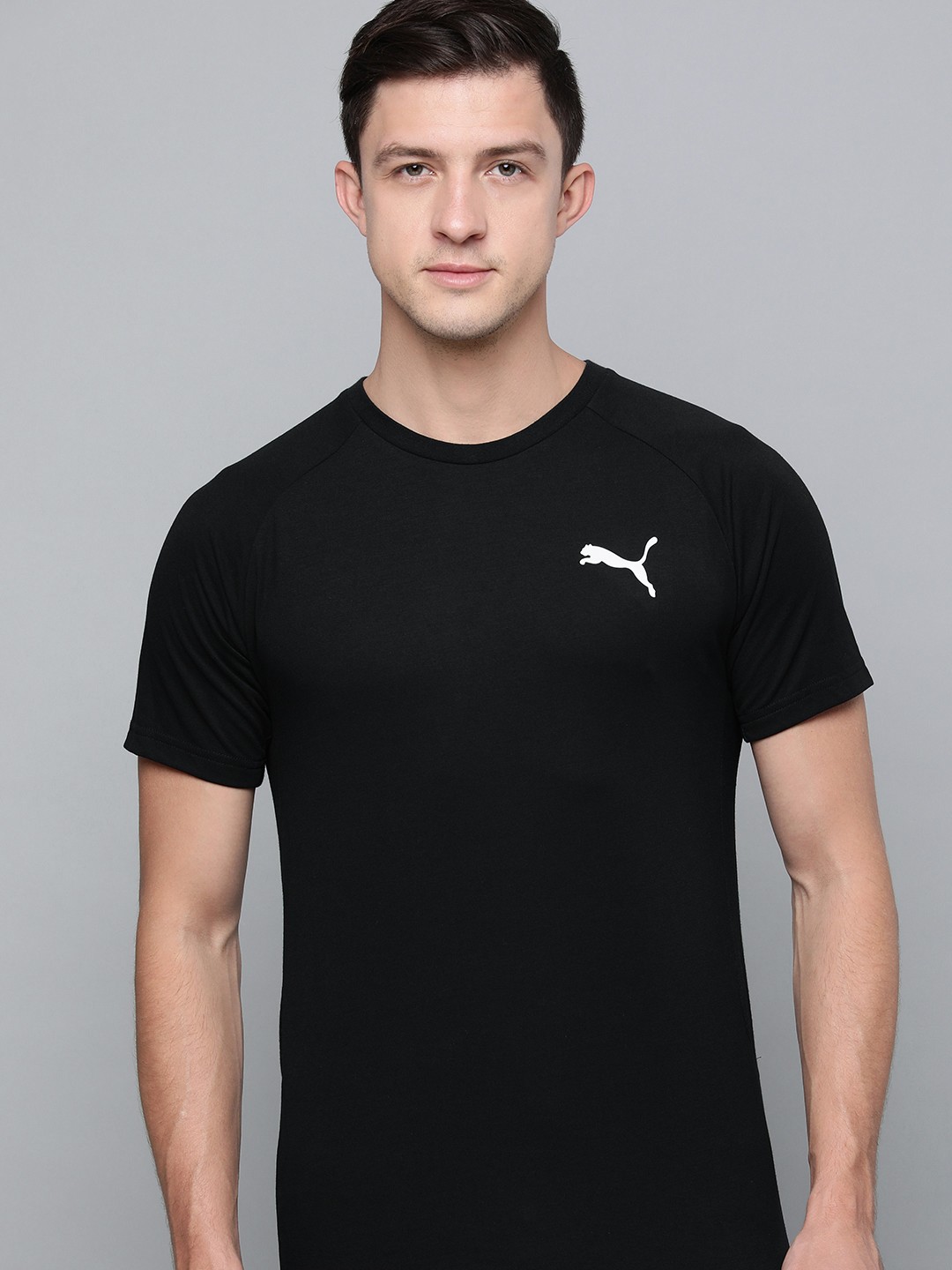 

Puma Men Black Slim Fit Evostripe T-shirt